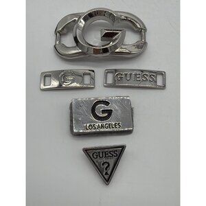 Guess Shoe Emblem Set For Crafts Silver Metal Logo Charms DIY Accessories Replac